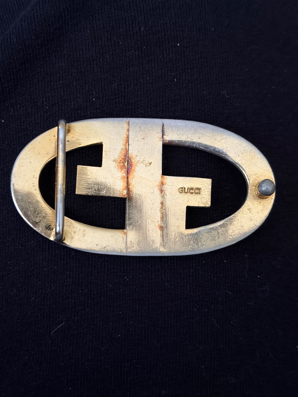 Vintage Gucci belt buckle 1960s Two Tone Abstract G design authentic - Picture 2 of 2
